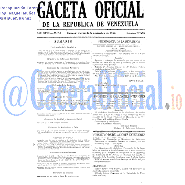 Gaceta Oficial 27586 del 6 Noviembre 1964