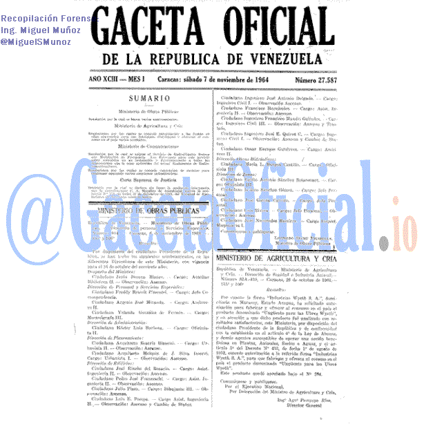 Gaceta Oficial 27587 del 7 Noviembre 1964