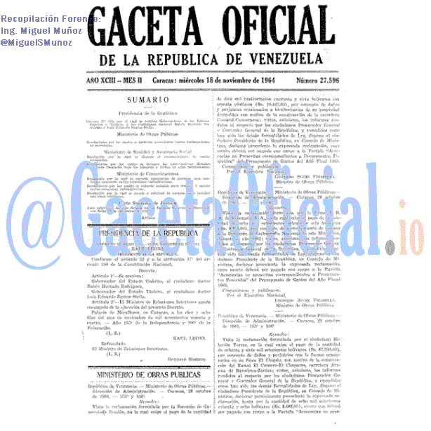Gaceta Oficial 27596 del 18 Noviembre 1964