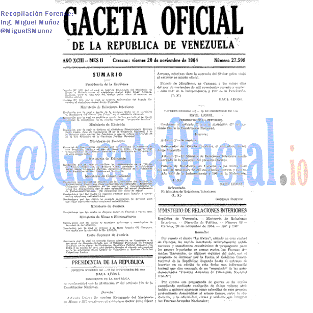Gaceta Oficial 27598 del 20 Noviembre 1964