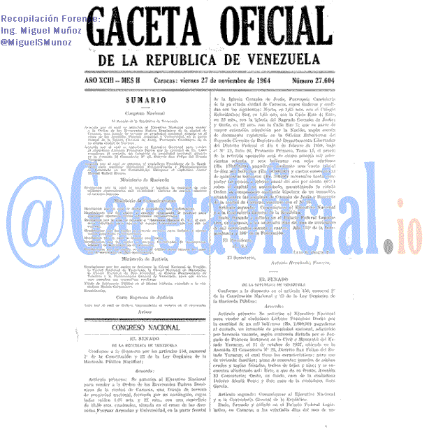 Gaceta Oficial 27604 del 27 Noviembre 1964