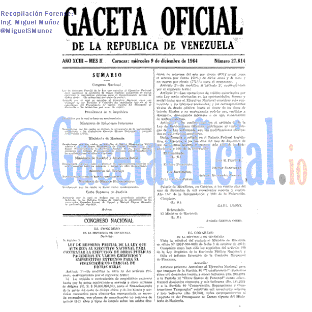 Gaceta Oficial 27614 del 9 Diciembre 1964