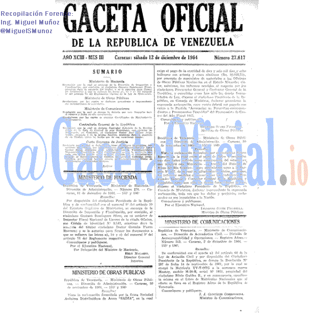 Gaceta Oficial 27617 del 12 Diciembre 1964