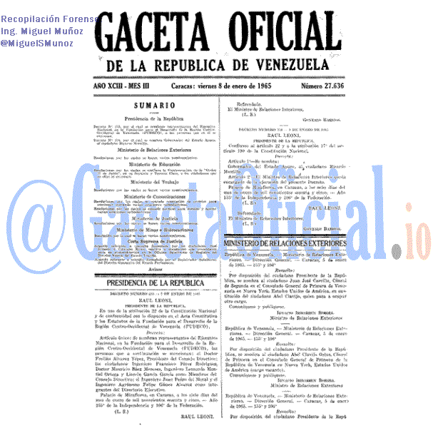 Gaceta Oficial 27636 del 8 Enero 1965