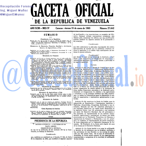 Gaceta Oficial 27642 del 15 Enero 1965