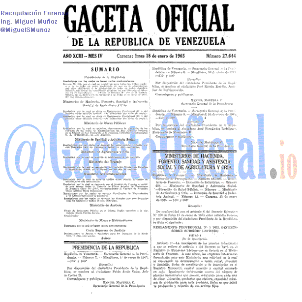 Gaceta Oficial 27644 del 18 Enero 1965