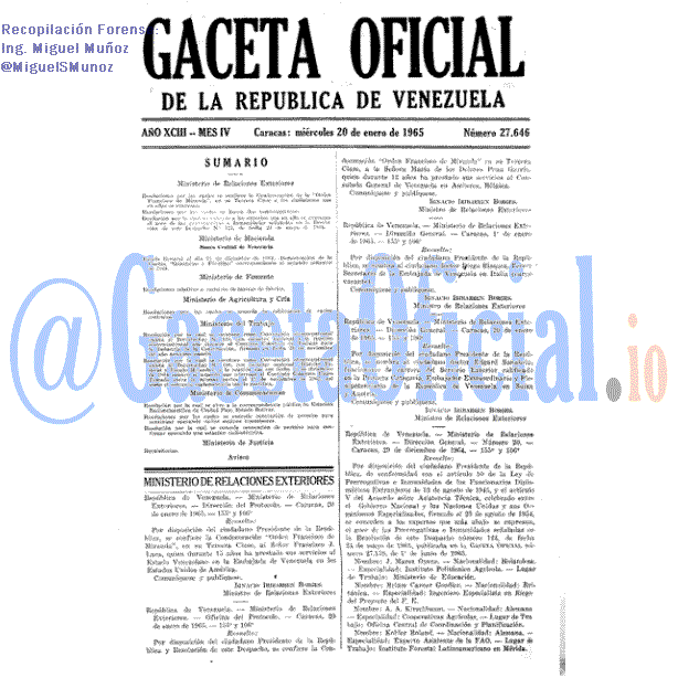 Gaceta Oficial 27646 del 20 Enero 1965