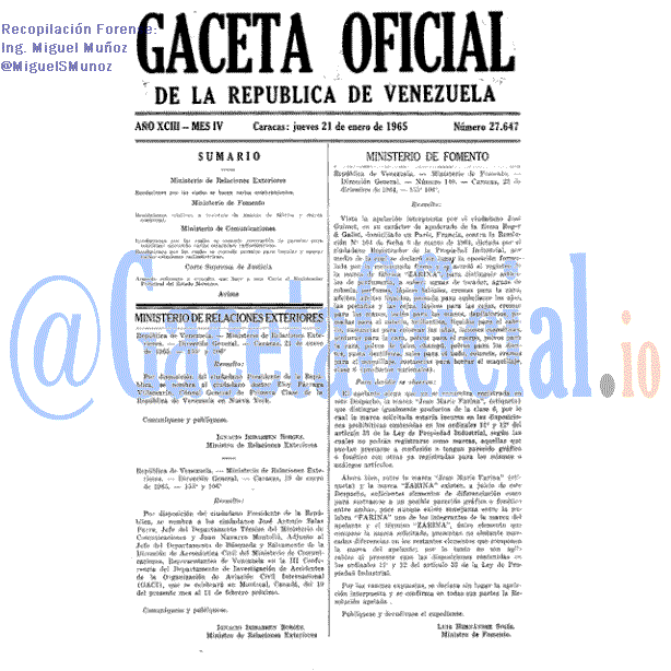 Gaceta Oficial 27647 del 21 Enero 1965