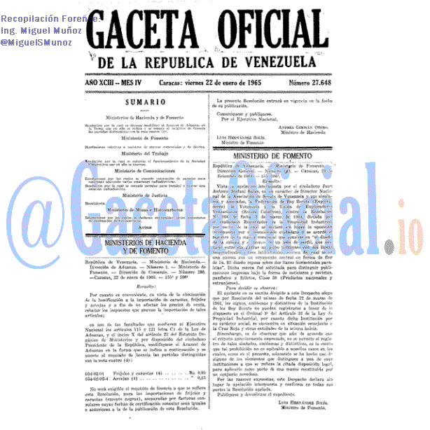 Gaceta Oficial 27648 del 22 Enero 1965