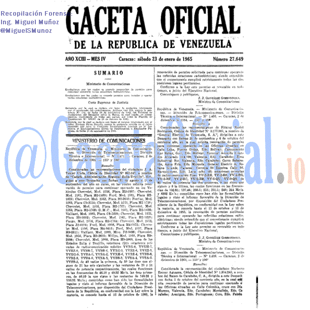 Gaceta Oficial 27649 del 23 Enero 1965