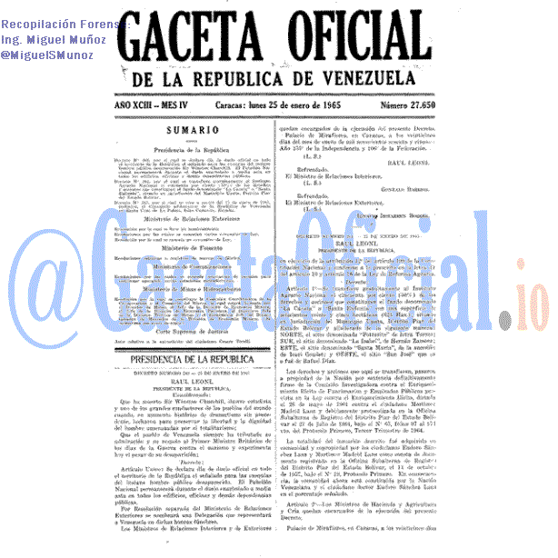 Gaceta Oficial 27650 del 25 Enero 1965