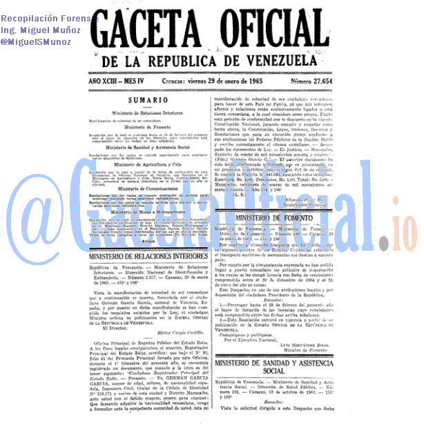 Gaceta Oficial 27654 del 29 Enero 1965