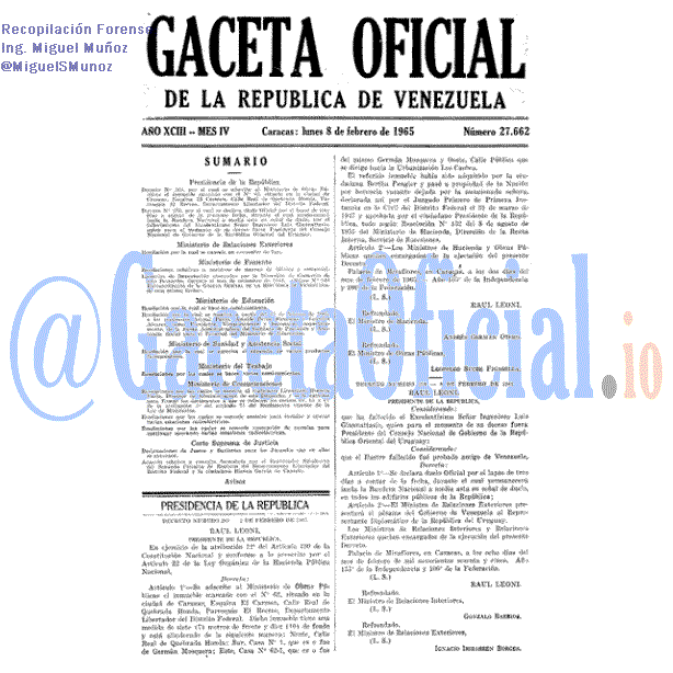 Gaceta Oficial 27662 del 8 Febrero 1965
