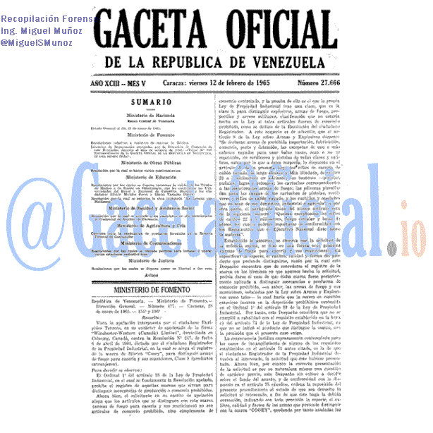 Gaceta Oficial 27666 del 12 Febrero 1965