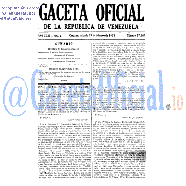 Gaceta Oficial 27667 del 13 Febrero 1965