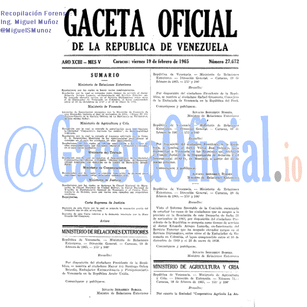 Gaceta Oficial 27672 del 19 Febrero 1965