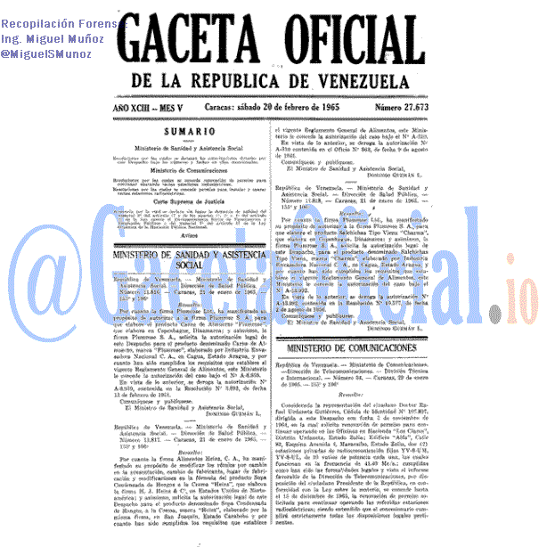 Gaceta Oficial 27673 del 20 Febrero 1965