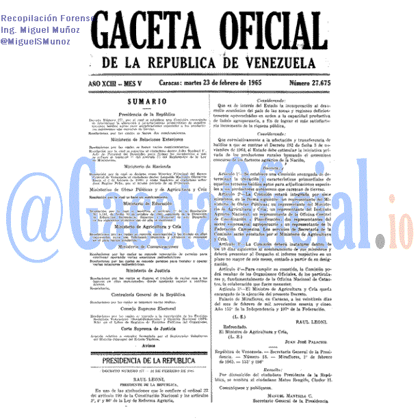 Gaceta Oficial 27675 del 23 Febrero 1965