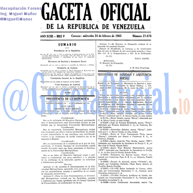 Gaceta Oficial 27676 del 24 Febrero 1965