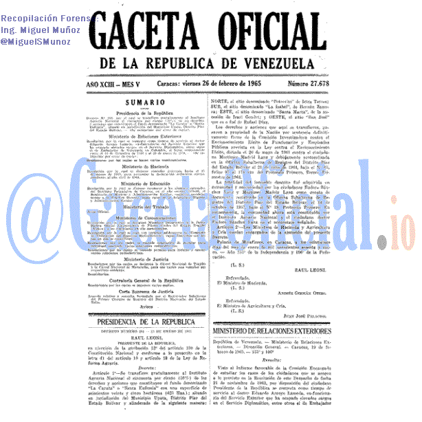 Gaceta Oficial 27678 del 26 Febrero 1965