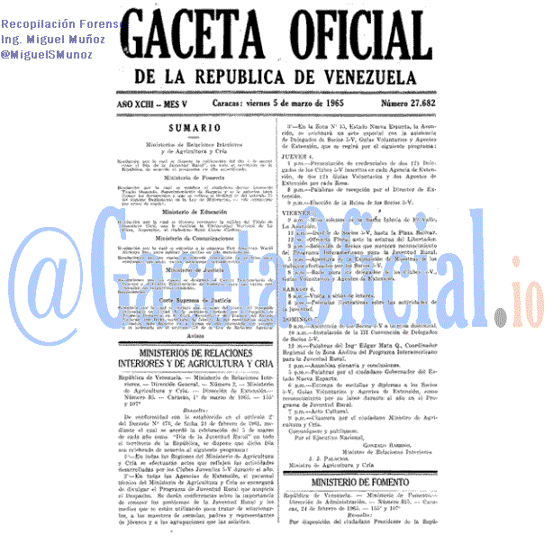 Gaceta Oficial 27682 del 5 Marzo 1965
