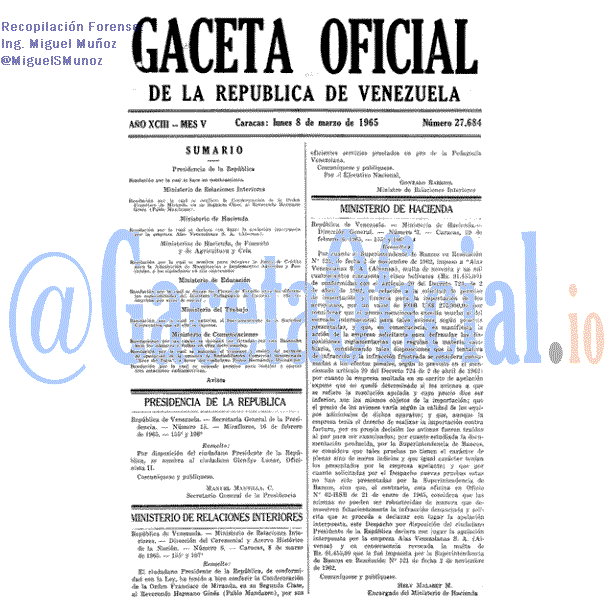 Gaceta Oficial 27684 del 8 Marzo 1965