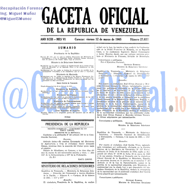 Gaceta Oficial 27688 del 12 Marzo 1965