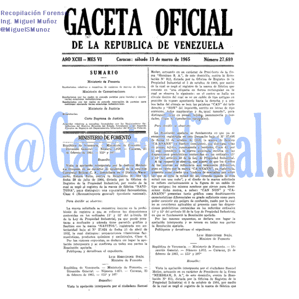 Gaceta Oficial 27689 del 13 Marzo 1965