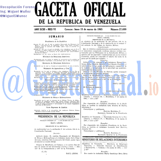 Gaceta Oficial 27690 del 15 Marzo 1965