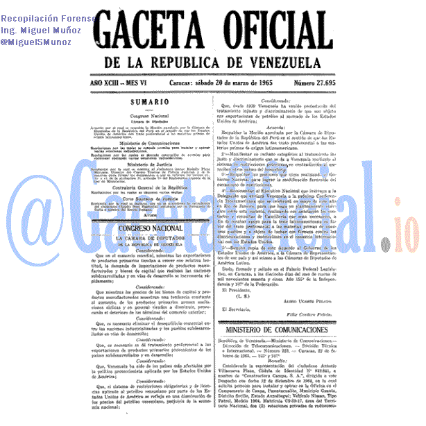 Gaceta Oficial 27695 del 20 Marzo 1965