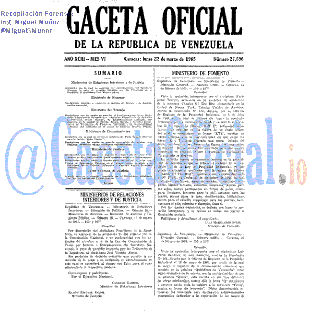 Gaceta Oficial 27696 del 22 Marzo 1965