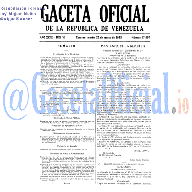Gaceta Oficial 27697 del 23 Marzo 1965