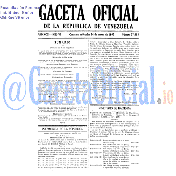 Gaceta Oficial 27698 del 24 Marzo 1965