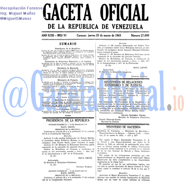 Gaceta Oficial 27699 del 25 Marzo 1965