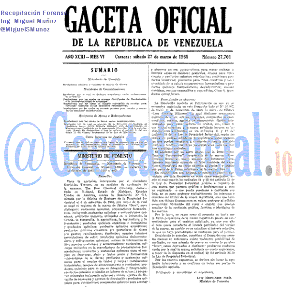 Gaceta Oficial 27701 del 27 Marzo 1965