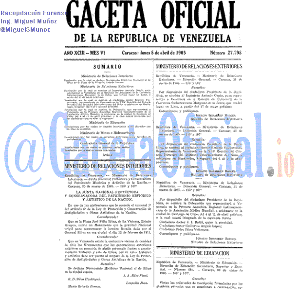 Gaceta Oficial 27708 del 5 Abril 1965