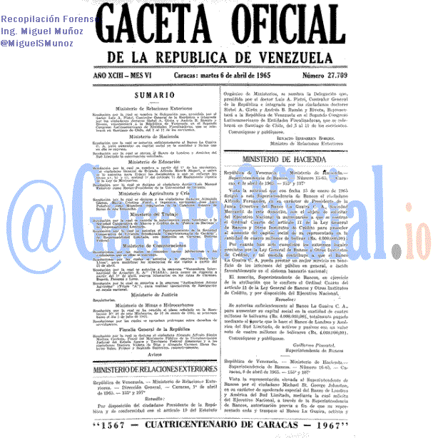 Gaceta Oficial 27709 del 6 Abril 1965