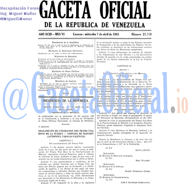 Gaceta Oficial 27710 del 7 Abril 1965
