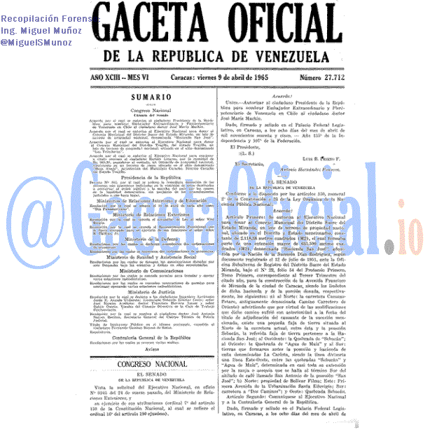 Gaceta Oficial 27712 del 9 Abril 1965