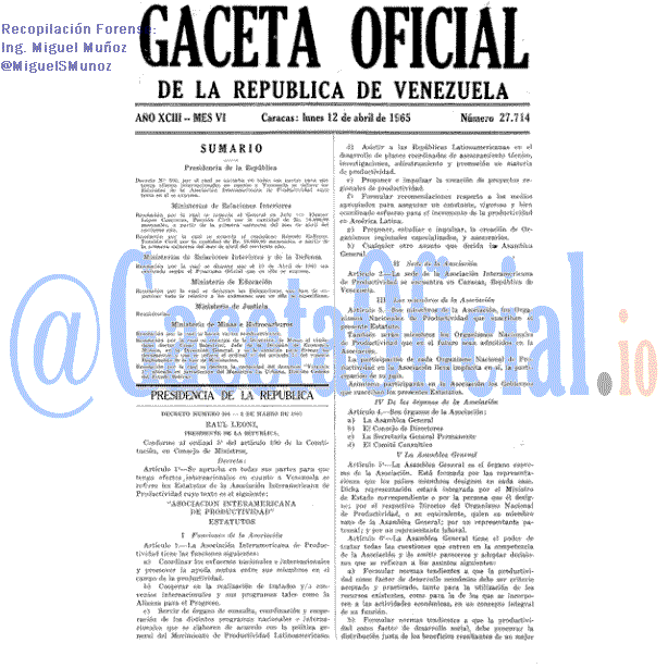 Gaceta Oficial 27714 del 12 Abril 1965