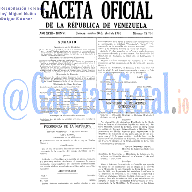 Gaceta Oficial 27716 del 20 Abril 1965