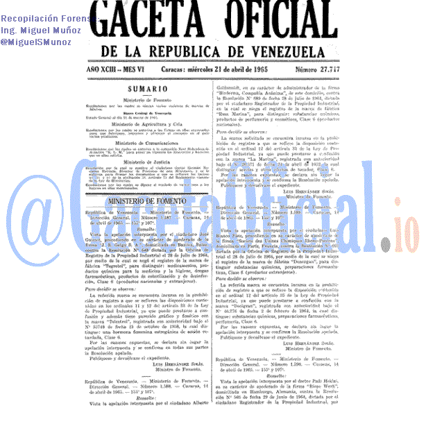 Gaceta Oficial 27717 del 21 Abril 1965