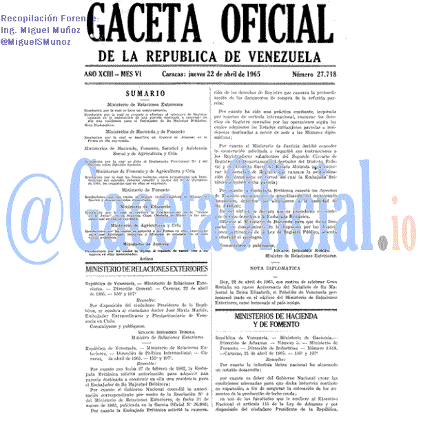 Gaceta Oficial 27718 del 22 Abril 1965