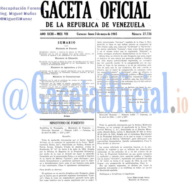 Gaceta Oficial 27726 del 3 Mayo 1965