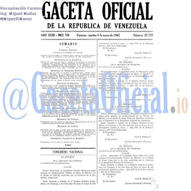 Gaceta Oficial 27727 del 4 Mayo 1965