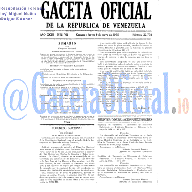 Gaceta Oficial 27729 del 6 Mayo 1965