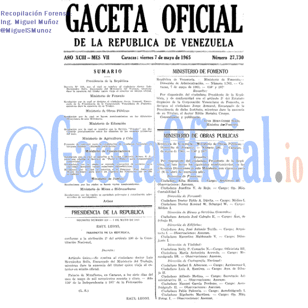 Gaceta Oficial 27730 del 7 Mayo 1965