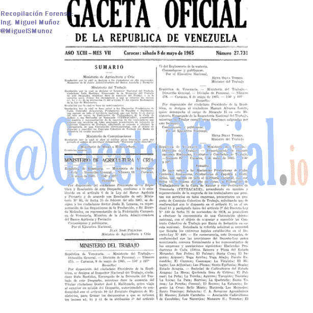 Gaceta Oficial 27731 del 8 Mayo 1965