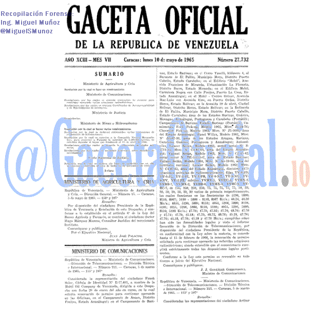 Gaceta Oficial 27732 del 10 Mayo 1965