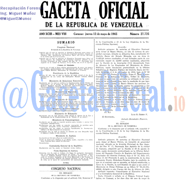 Gaceta Oficial 27735 del 13 Mayo 1965